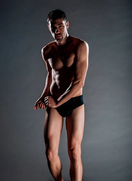 Stylish Fashion Guy Posing Half Naked Dark Background — Stock Photo, Image