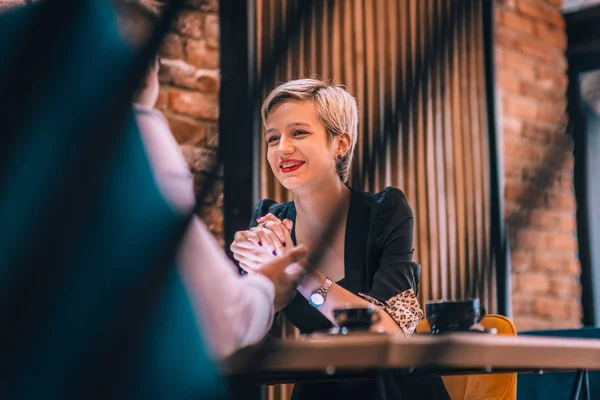 Business Meeting Cafe Focus Fence — Stock Photo, Image