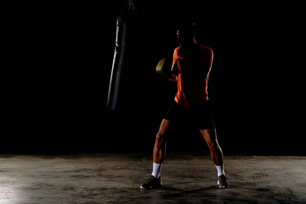 Treinamento Profissional Pugilista Ginásio Praticando Chutes Socos — Fotografia de Stock