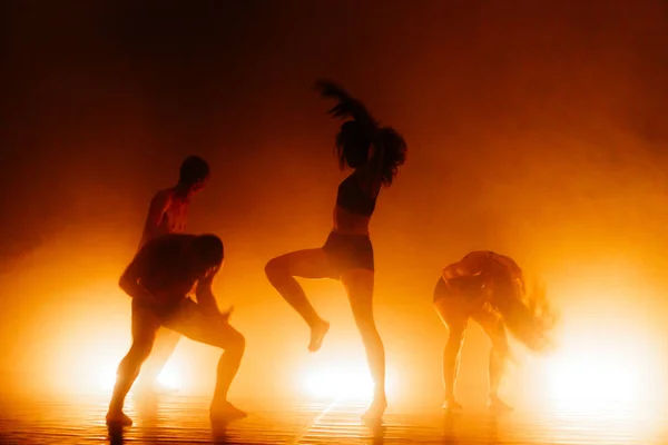 Flexibele Atletische Mannen Vrouwen Tijdens Een Ballet Oefening — Stockfoto