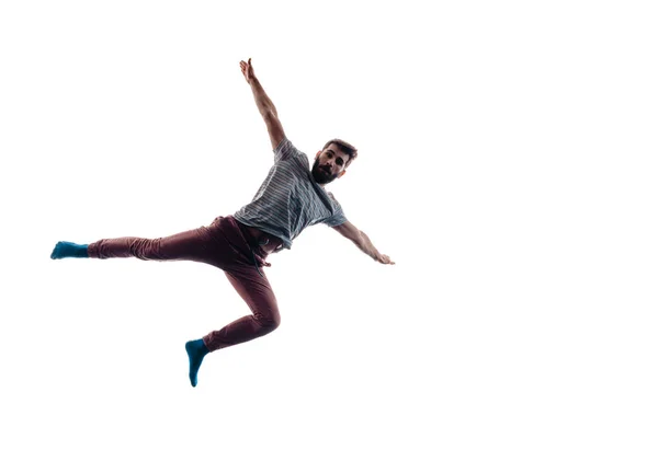 Чоловік Танцюрист Виконує Позу Під Час Танцювальної Практики — стокове фото