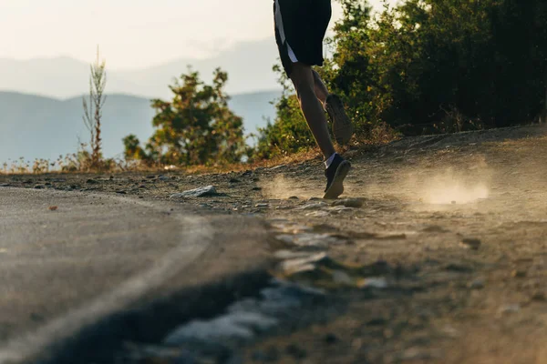 Atleta Trail Running Che Allena Fitness Salute All Aria Aperta — Foto Stock