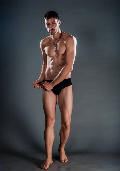 Torso Shot Cool Half Naked Guy Wearing Only Black Briefs — Stock Photo, Image