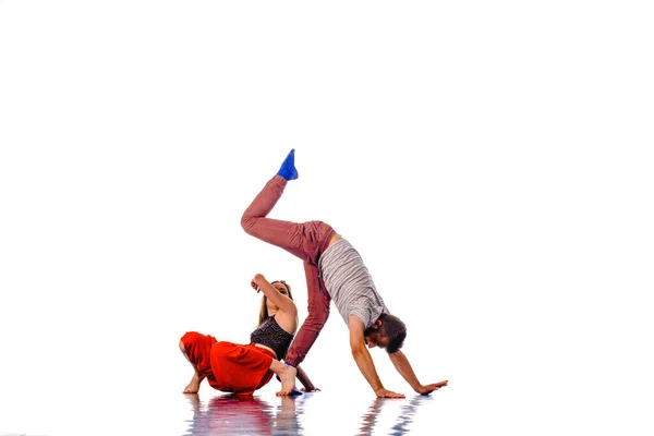 Couple Dancing Contemporary Dance Young Boy Girl Performing Modern Dance — Stock Photo, Image