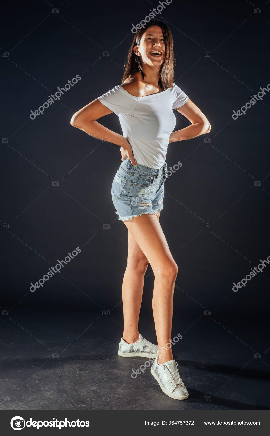 Cool Good Looking Girl Wearing Stylish Short Pants And White T