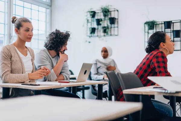 Diverse Geschäftsleute Bei Einem Vortrag Über Ihr Neues Projekt — Stockfoto