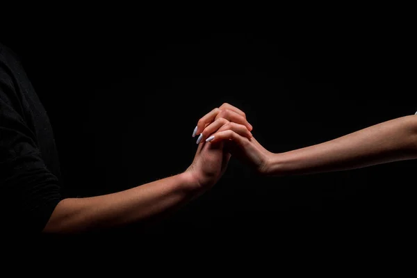Die Hände Des Jungen Und Des Mädchens Sind Miteinander Verbunden — Stockfoto