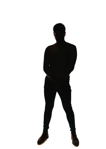 Modern Stüdyoda Poz Veren Çekici Bir Erkek Modelin Vücut Resmi — Stok fotoğraf