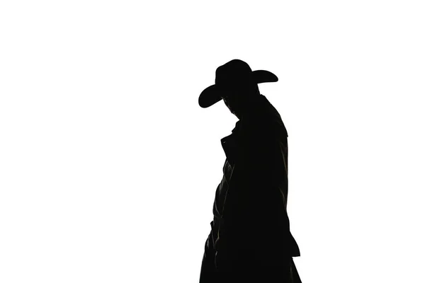 Modelo Masculino Joven Atractivo Que Presenta Abrigo Largo Sombrero Negro — Foto de Stock
