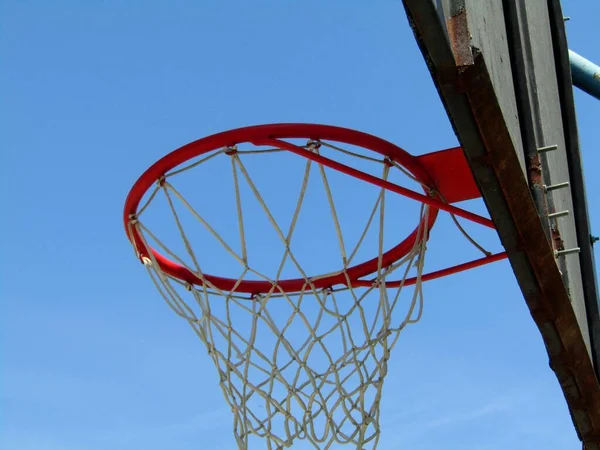 Vue Panier Sur Terrain Pour Basketball Récréatif — Photo