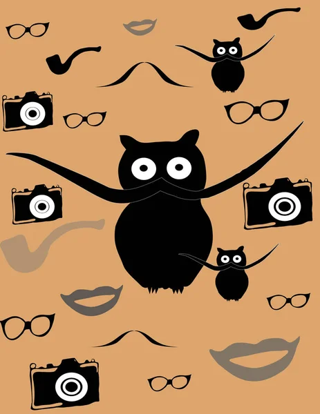 Şık siyah baykuş deseni.