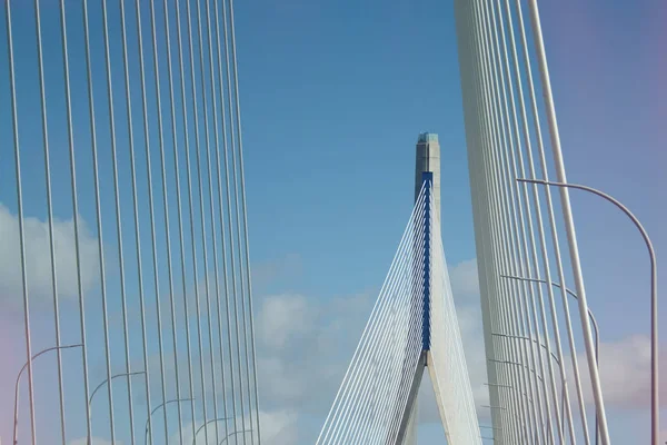 Close Van Kabelbrug Zicht Van Onderen — Stockfoto