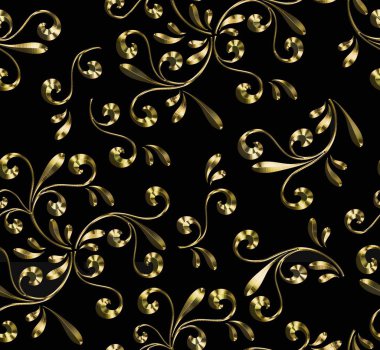 Siyah arkaplan üzerinde altın açılış deseni, pürüzsüz arkaplan.