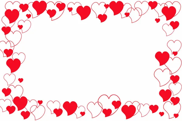 Red White Hearts White Background Space Text — Stock Photo, Image