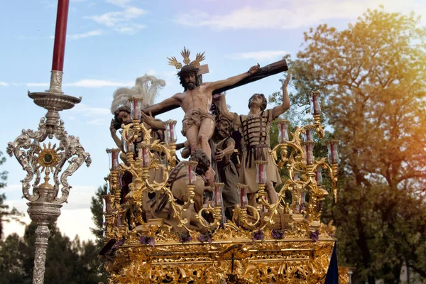 Semana Santa España Procesión Cristo Exaltación España Jerez Abril 2019 — Foto de Stock