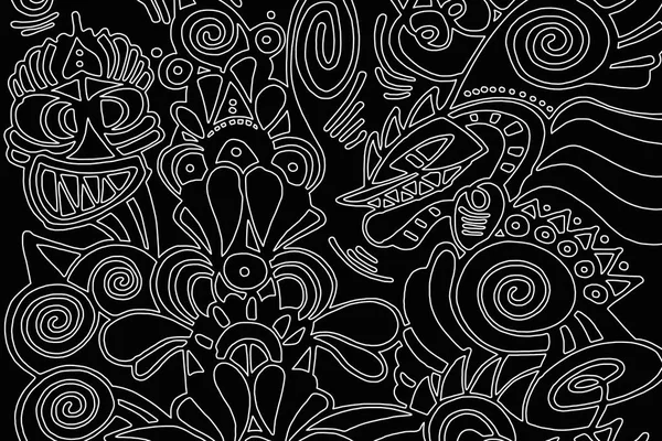 Черно Белый Рисунок Черном Фоне Абстрактный Дизайн — стоковое фото