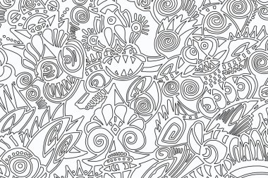 Beyaz arkaplanda siyah ve beyaz desen, soyut tasarım.