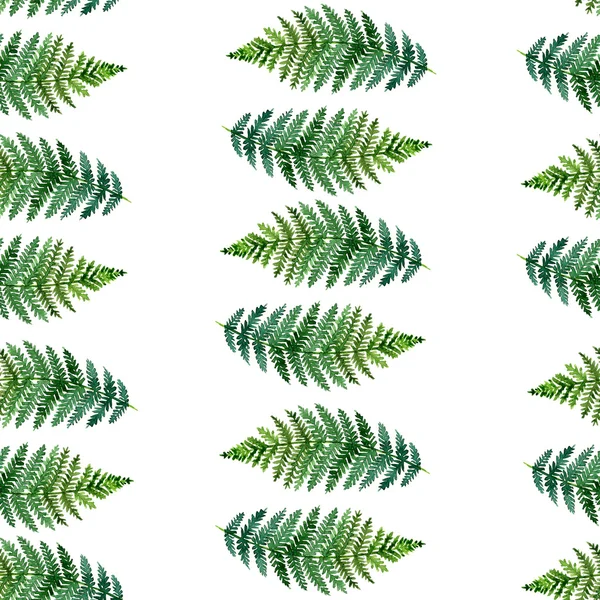 Akvarell sömlösa mönster med tropiska ormbunkar — Stockfoto