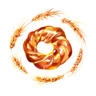 Suluboya resim çizilmiş simit - el