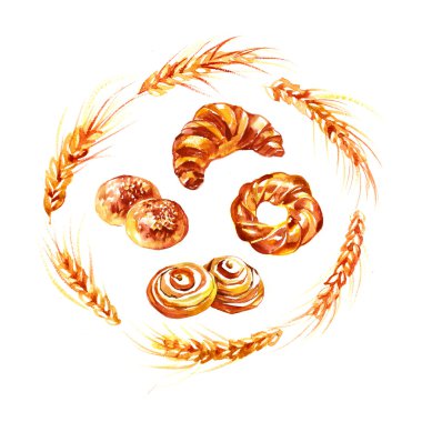 Suluboya buns. Tatlı alır. Resimde pişirme.