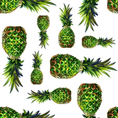 suluboya tropikal ananas egzotik seamless modeli