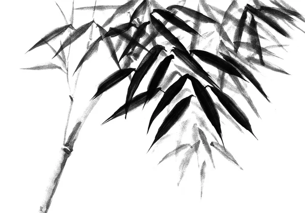 Background with bamboo stems. Ink sketch — Stock Photo, Image