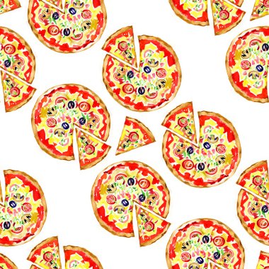 Bir pizza salam ile Seamless modeli. illüstrasyon