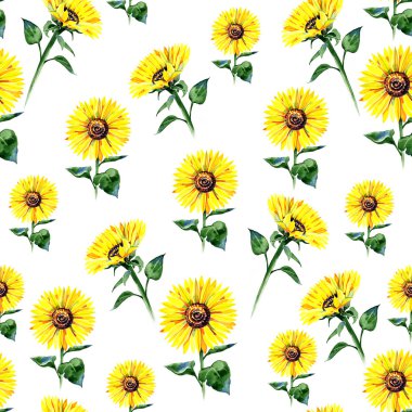 Dikişsiz suluboya ayçiçeği modeli