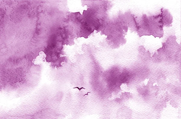 Abstrakter Aquarell-Hintergrund. Himmel mit rosa Wolken. — Stockfoto