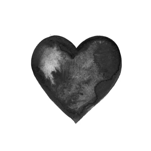 Hand drawn watercolor heart. wet brush ink illustration. — ストック写真