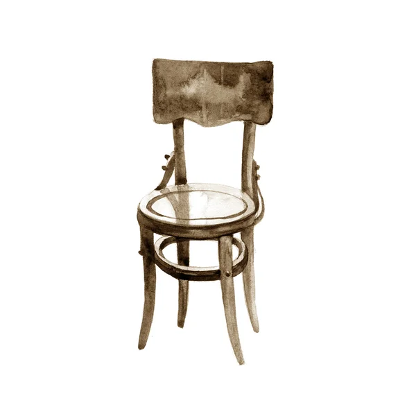 Watercolor sepia vintage old chair — ストック写真