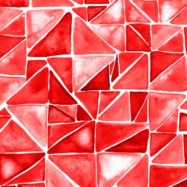 Sulu Boya Dikişsiz desen kırmızı üçgen ile