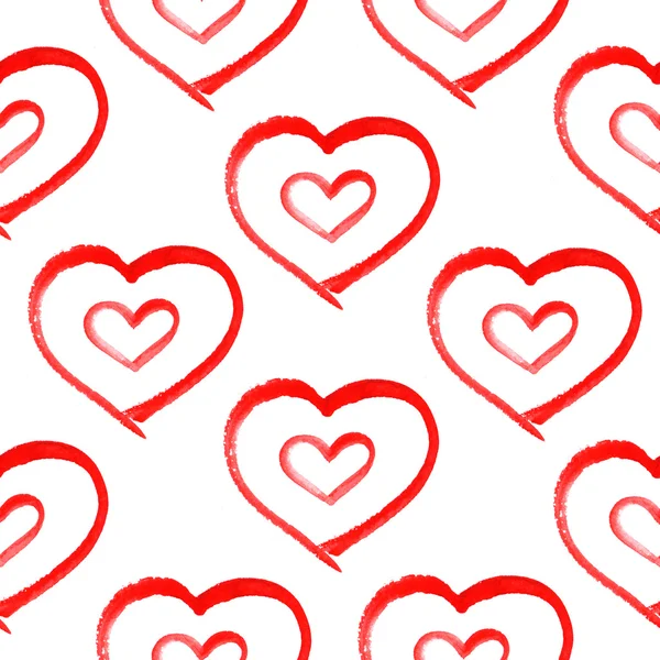 Seamless pattern with hand painted watercolor hearts. — Φωτογραφία Αρχείου
