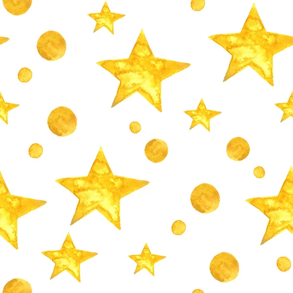Жовтий акварельний фон зірок. Безшовний візерунок — стокове фото