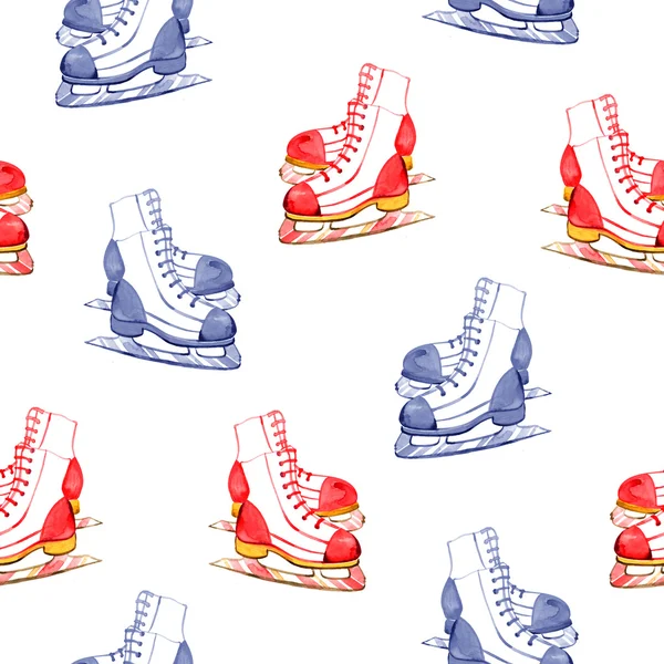 Winter illustration with figure skates seamless pattern — Stock Photo, Image
