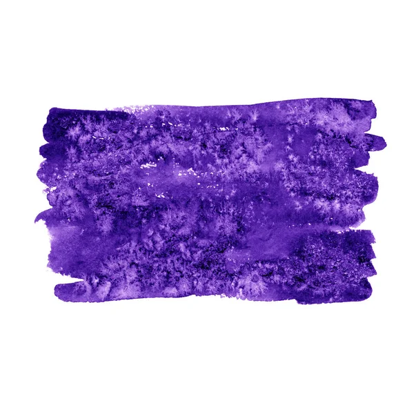 Pincel violeta pintura traços isolados mancha no fundo branco. Aquarela . — Fotografia de Stock