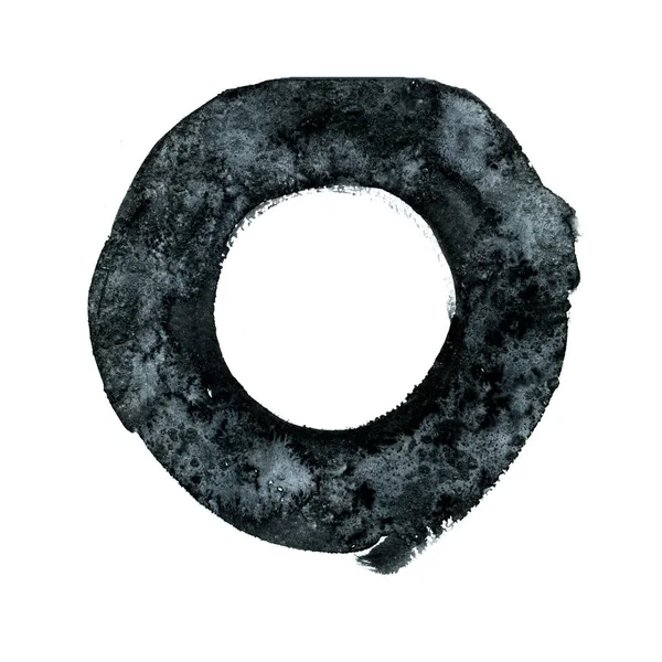 Yuvarlak siyah suluboya afiş. resimde beyaz arka plan üzerinde — Stok fotoğraf