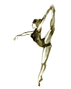 Suluboya bale poz. balerin dans.