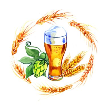 Bira kupa işareti ölçeklenebilir illüstrasyon. Logo ve amblem tasarımı.
