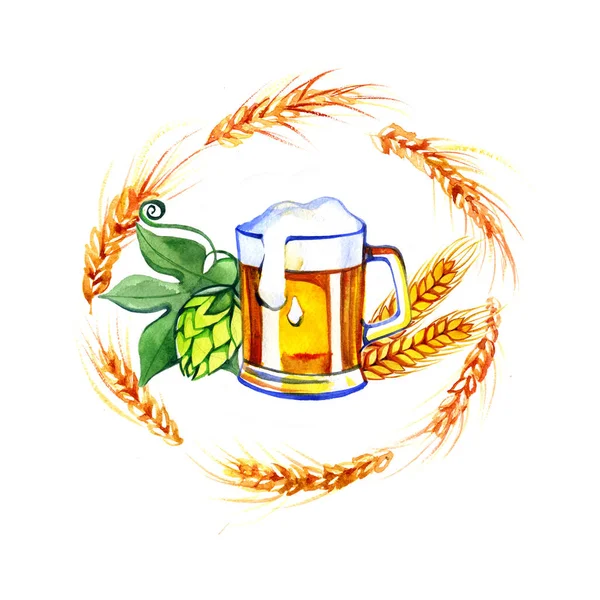 Öl mugg tecken skalbara illustration. Logotyp och insignier design. — Stockfoto