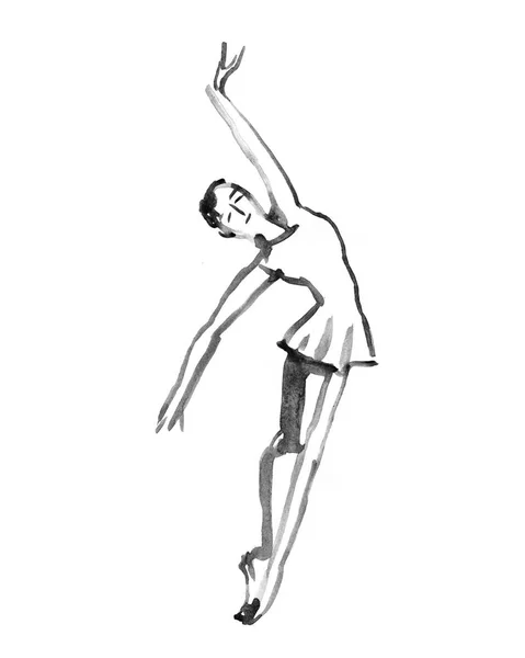 Ballerine dansant. illustration aquarelle sur fond blanc . — Photo