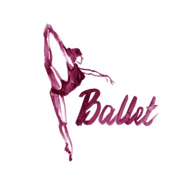 Sulu Boya resimde bordo balerin dans simgesinde. Tasarım poster Bale Okulu, stüdyo