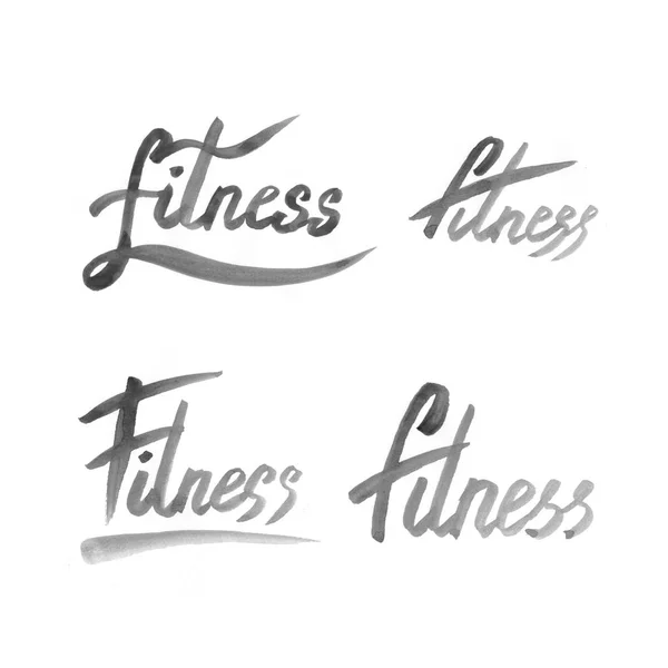 Akwarela fitness ilustracja logo z kaligrafii napis napis odręczny. — Zdjęcie stockowe