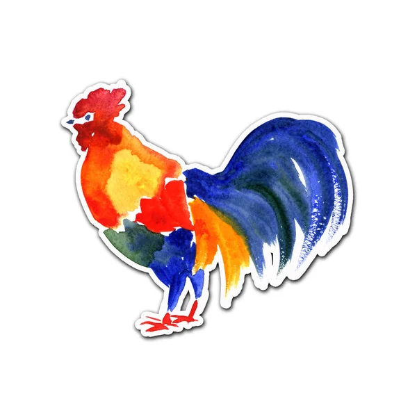 Gallo rosso acquerello stilizzato isolato su sfondo bianco . — Foto Stock