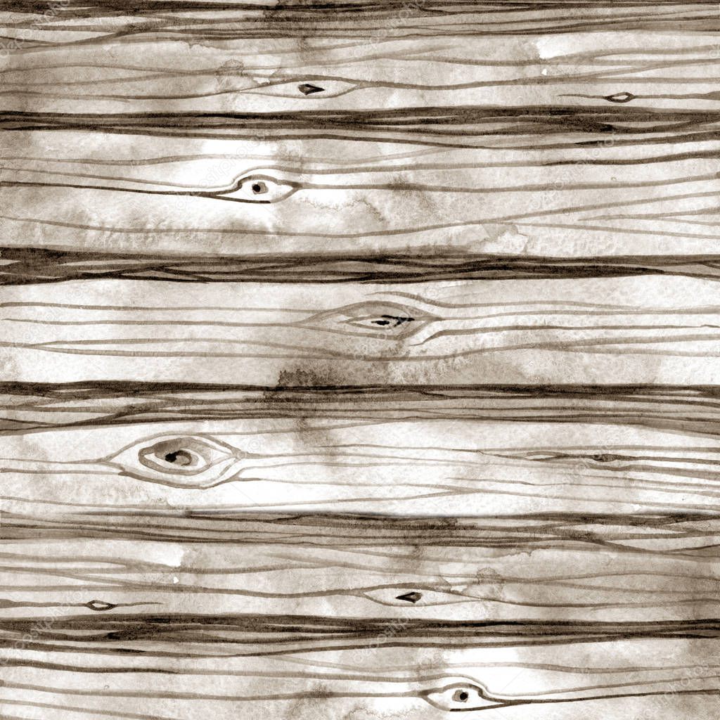 Watercolor wood texture background. Hand drawn illustration