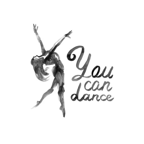 Aquarel illustratie ballerina pictogram in dans. Ontwerp poster balletschool, studio — Stockfoto