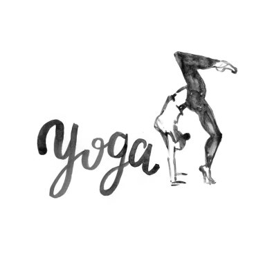 Suluboya yoga illüstrasyon. Kız asana poz.
