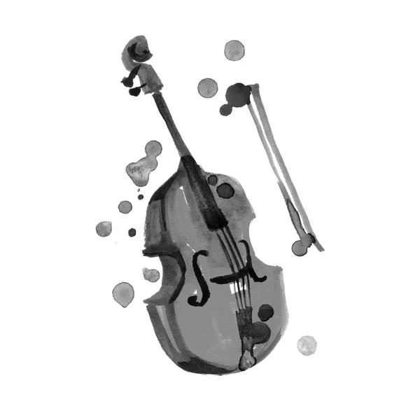 Akvarell violin isolerade. Målade designelement. Musik, klassisk, skapande. — Stockfoto