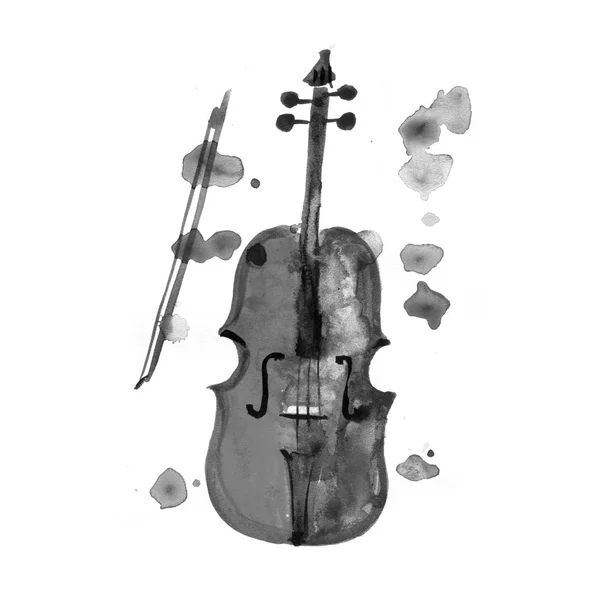 Violino acquerello sullo sfondo bianco, acquerello . — Foto Stock