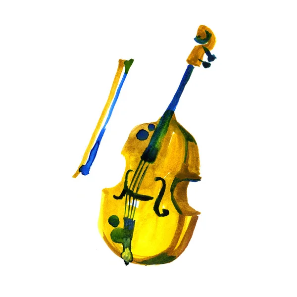 Violino aquarela isolado. Elemento de design pintado. Música, clássico, criação . — Fotografia de Stock